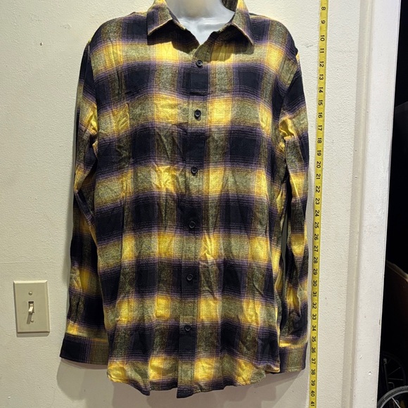 PacSun Purple and Yellow Plaid Shirt - Picture 1 of 3